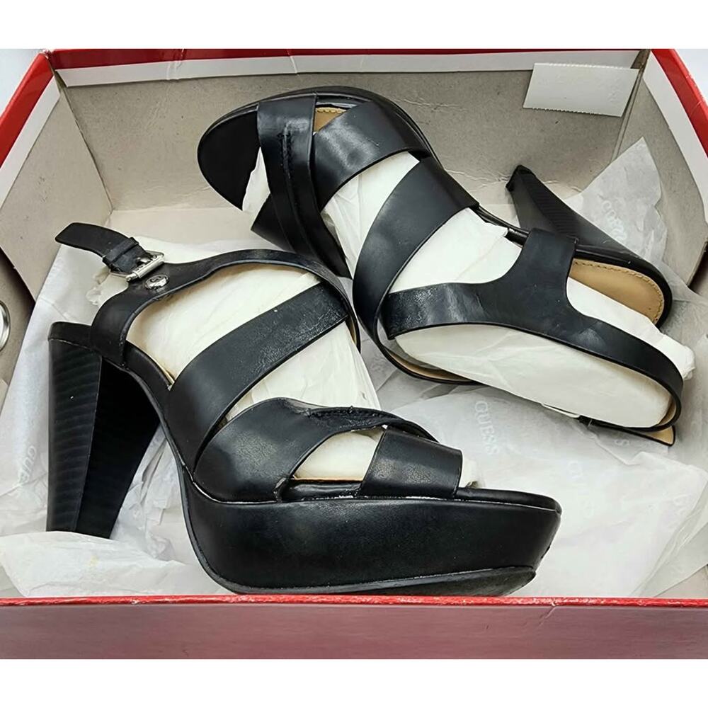 Guess GFHILLY Black Strappy Platform High Heel Sandals Shoes Women Size 7.5 M - Picture 7 of 9